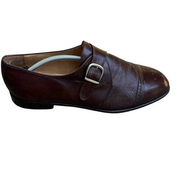 Alfani Brown Leather Wingtip Monk Strap Dress Shoes Size 13 - Picture 4 of 10